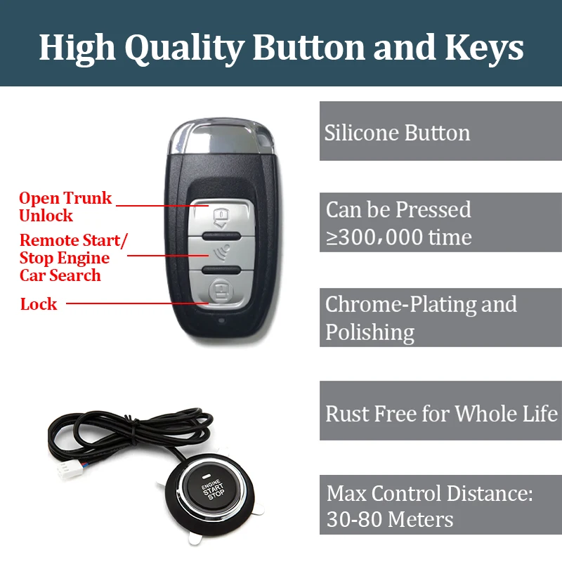 Hippcron Car Alarm Remote Control PKE Car Keyless Entry Engine Start Alarm System pulsante Remote Starter Stop Auto