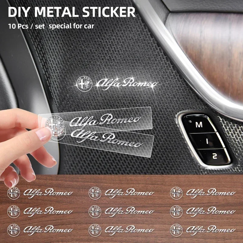 Hub Caps 5/10Pcs For Alfa Romeo Giulietta Giulia GT Mito Brera F1 Stelvio 147 Metal Emblem Auto Decor Wiper Decals Car Window St