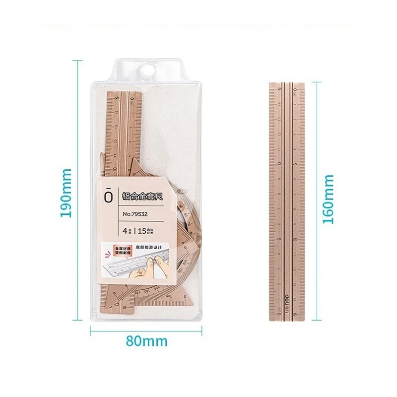 Children Study Aluminium Ruler Set Metal/Plastic/Soft Geometry Maths Drawing Compass Stationery Rulers Mathematical for School