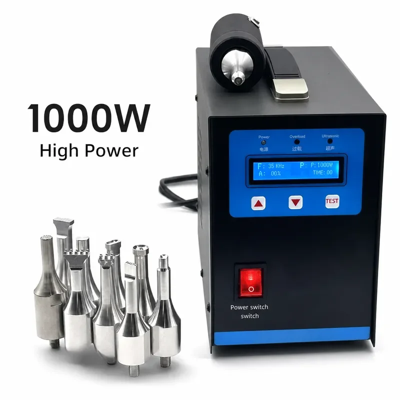 Portable Plastic Welder for Fabric 0-15mm Thickness 220V 1000W 35KHz Handheld Ultrasonic Spot Welding Machine
