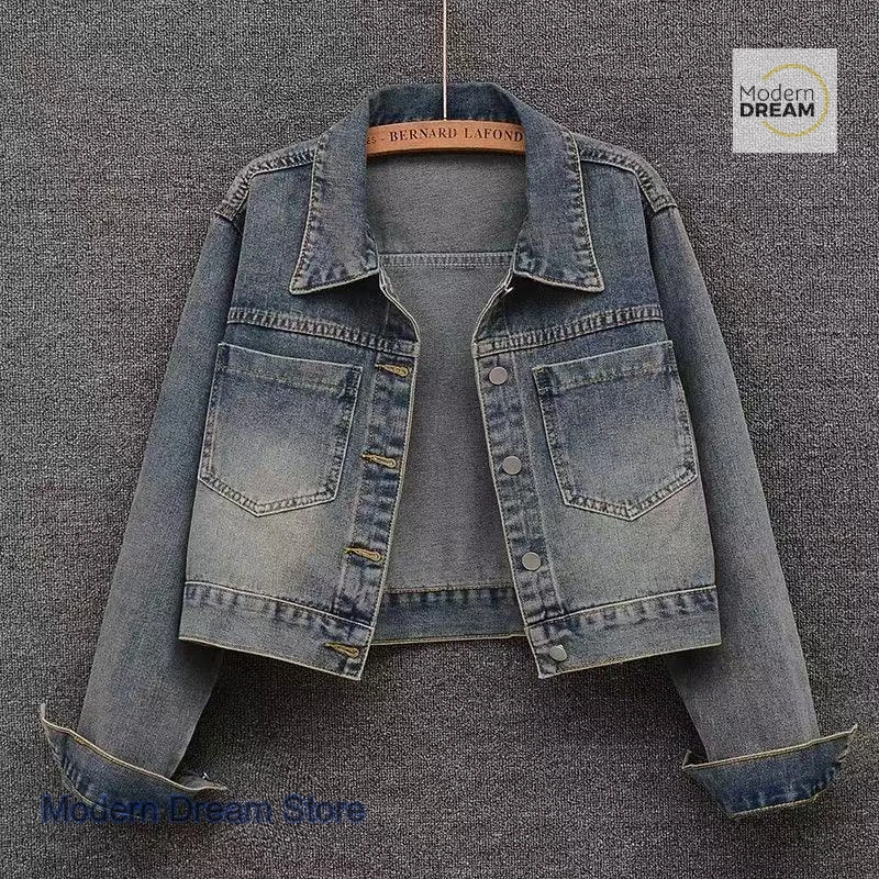 

Корейская ретро стираная старая джинсовая куртка, женская весенне-осенняя новая модная темпераментная короткая свободная повседневная куртка Джокера.