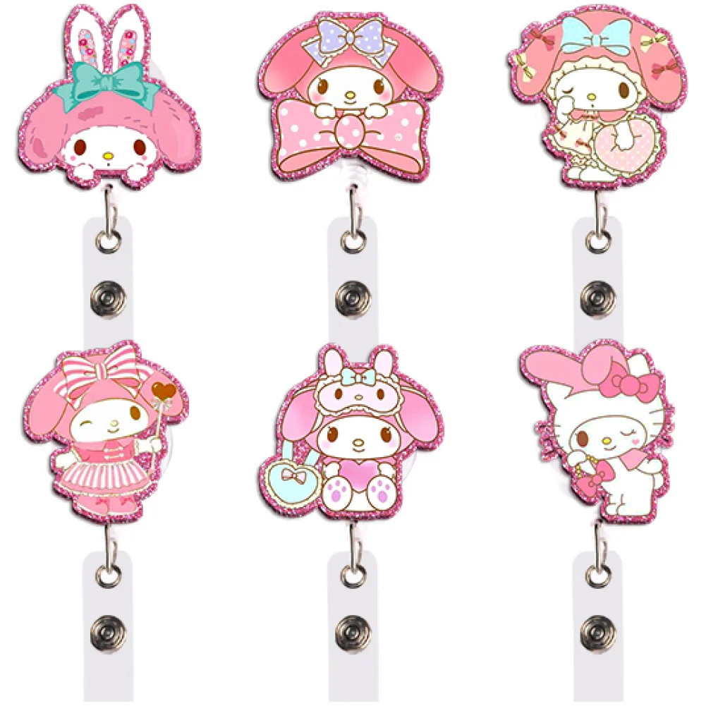 S Work Color Glitter Acrylic Reel Clip Badge Reel for for Business Promotion Advertising Lightweight Nurse Doctor Worker Gift