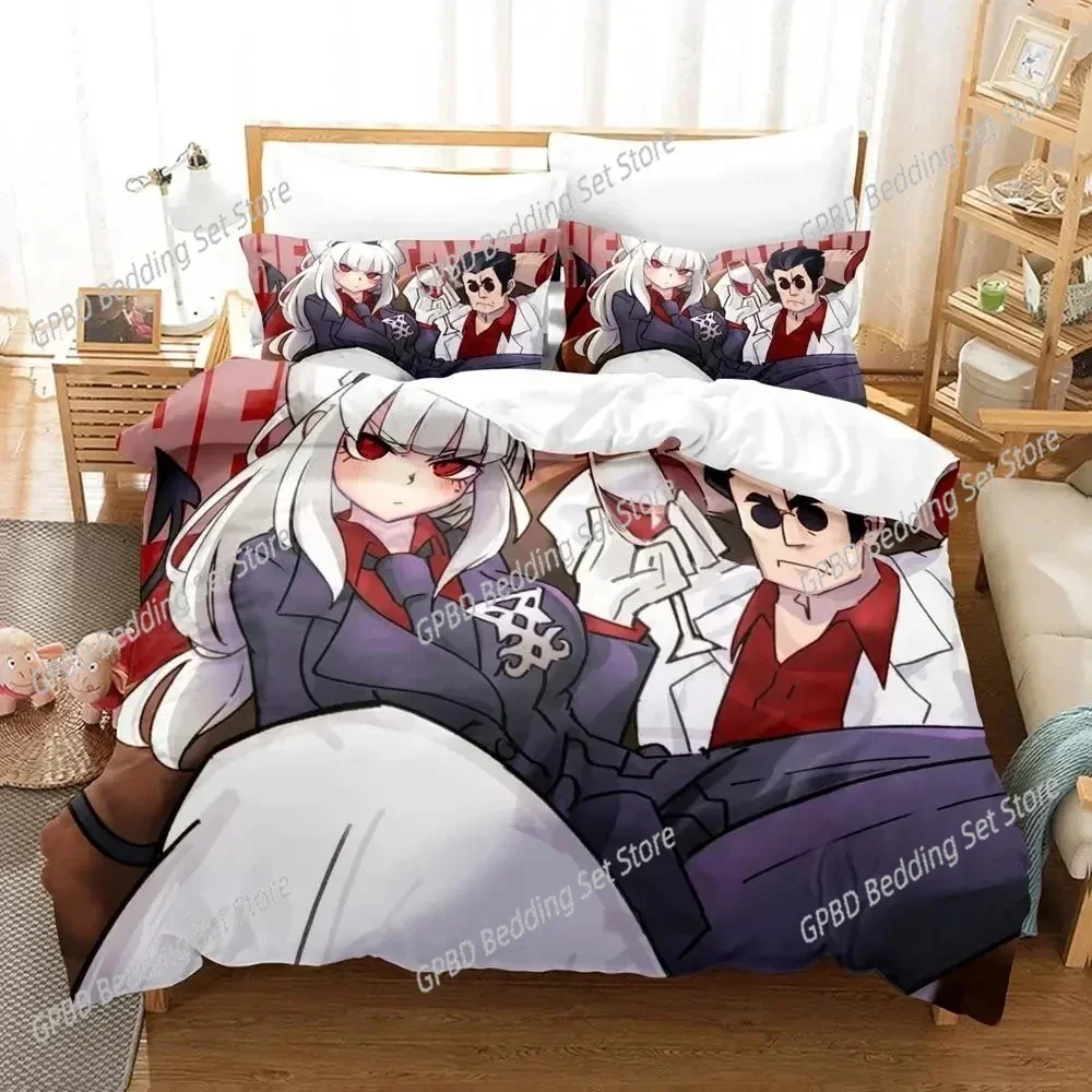 New 3D Print Anime Game Helltaker Comfortable Duvet Quilt Cover Pillowcase Bedding Set Children Bedroom Decoration Home Textile