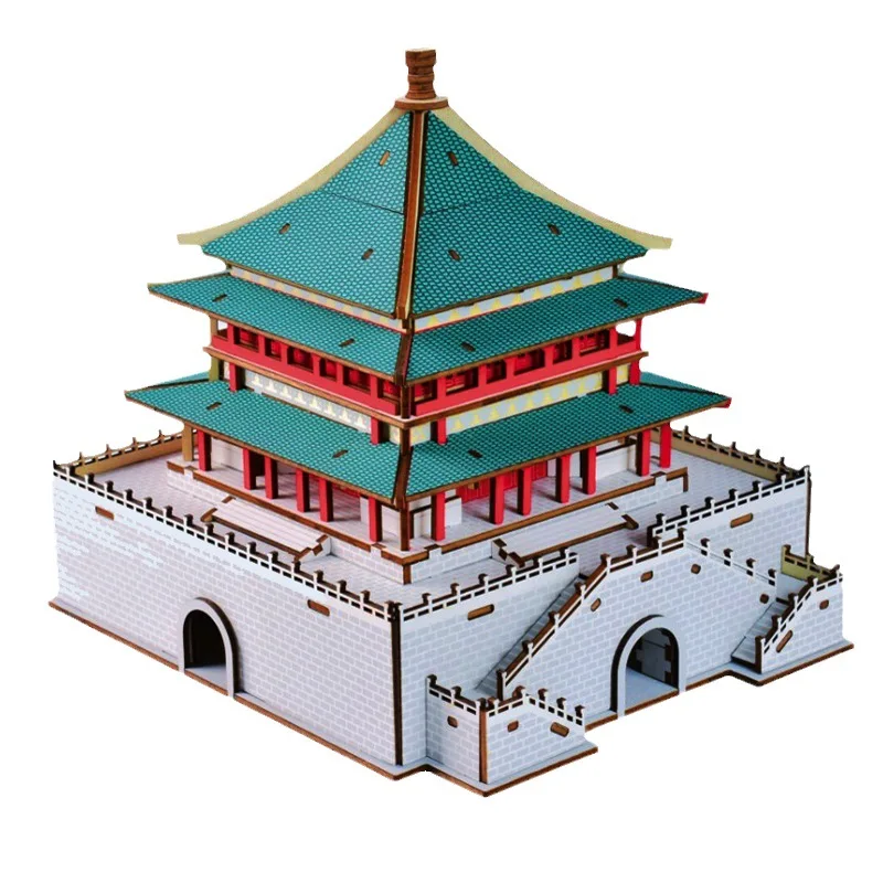 

Xi'an Bell Tower Wooden Model Building Kit DIY Chinese Architecture 3D Jigsaw Puzzle Handemade Crafts for Adults Gift Home Decor