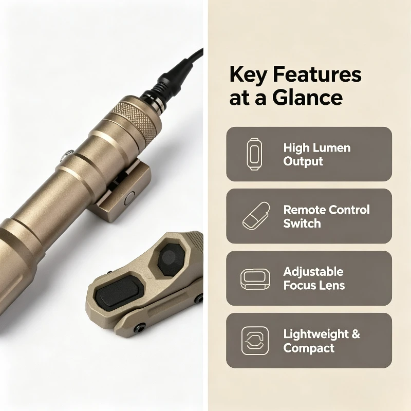 High Bright Alloy Flashlight AX Wired Remote Switch Hobby Model 20mm Rail Lighting Component