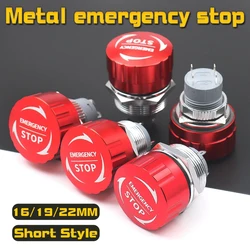 16/19/22mm Meta Emergency Stop Button Ultra Short Mushroom Head Emergency Switch Self-locking Stop Circular Power Supply 1NO1NC