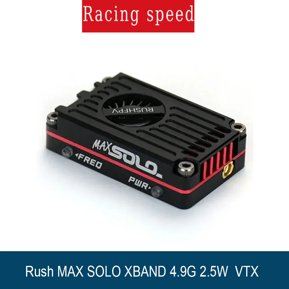 

RUSHFPV MAX SOLO XBAND 4.9GHz 2.5W 8CH VTX - CNC Shell Built-In Cooling Fan for FPV Range Racing Drone