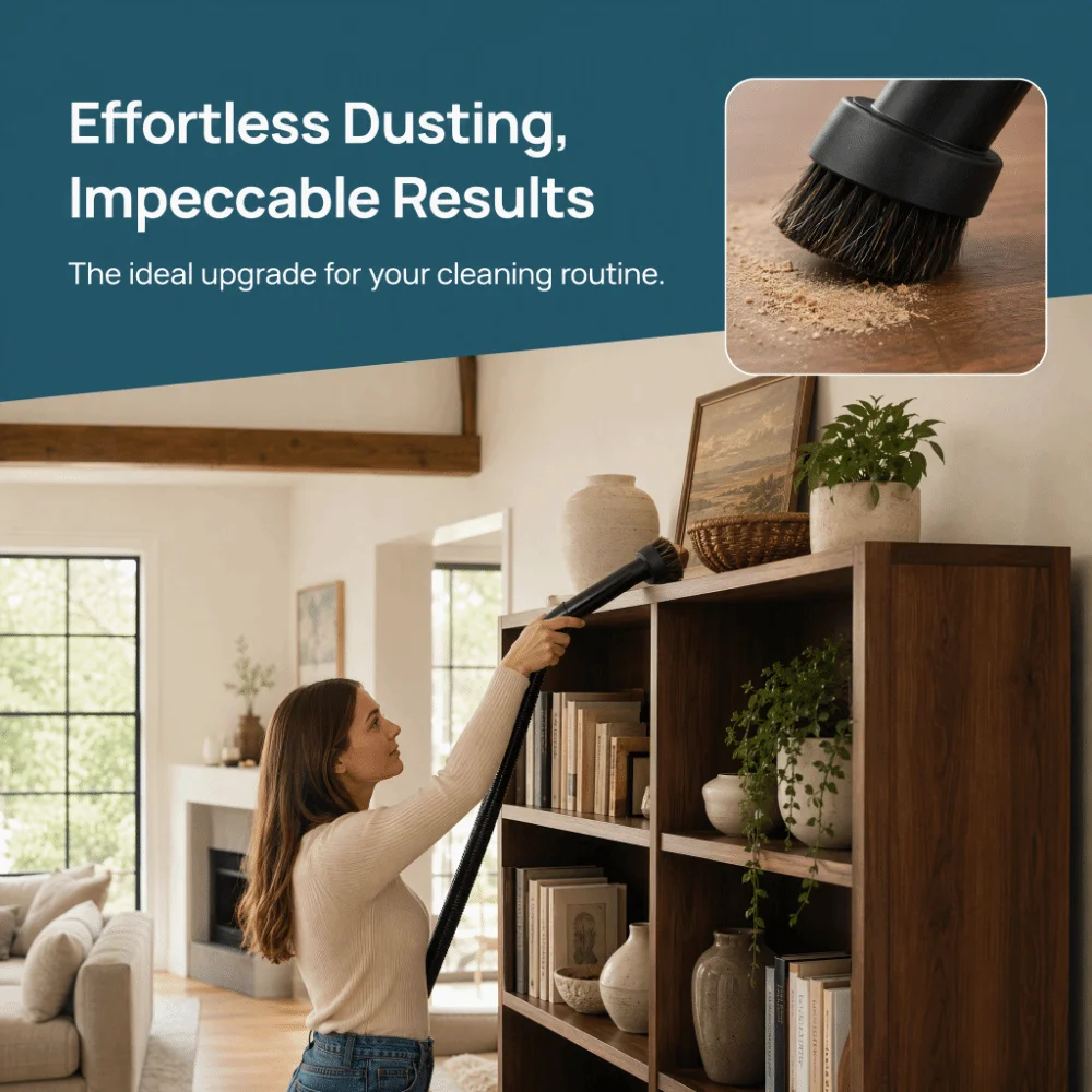 Durable 32mm Diameter Vacuum Cleaner Brush Soft Bristle Horsehair Dust Brush Head Floor Brush Attachment Hard Small Spaces