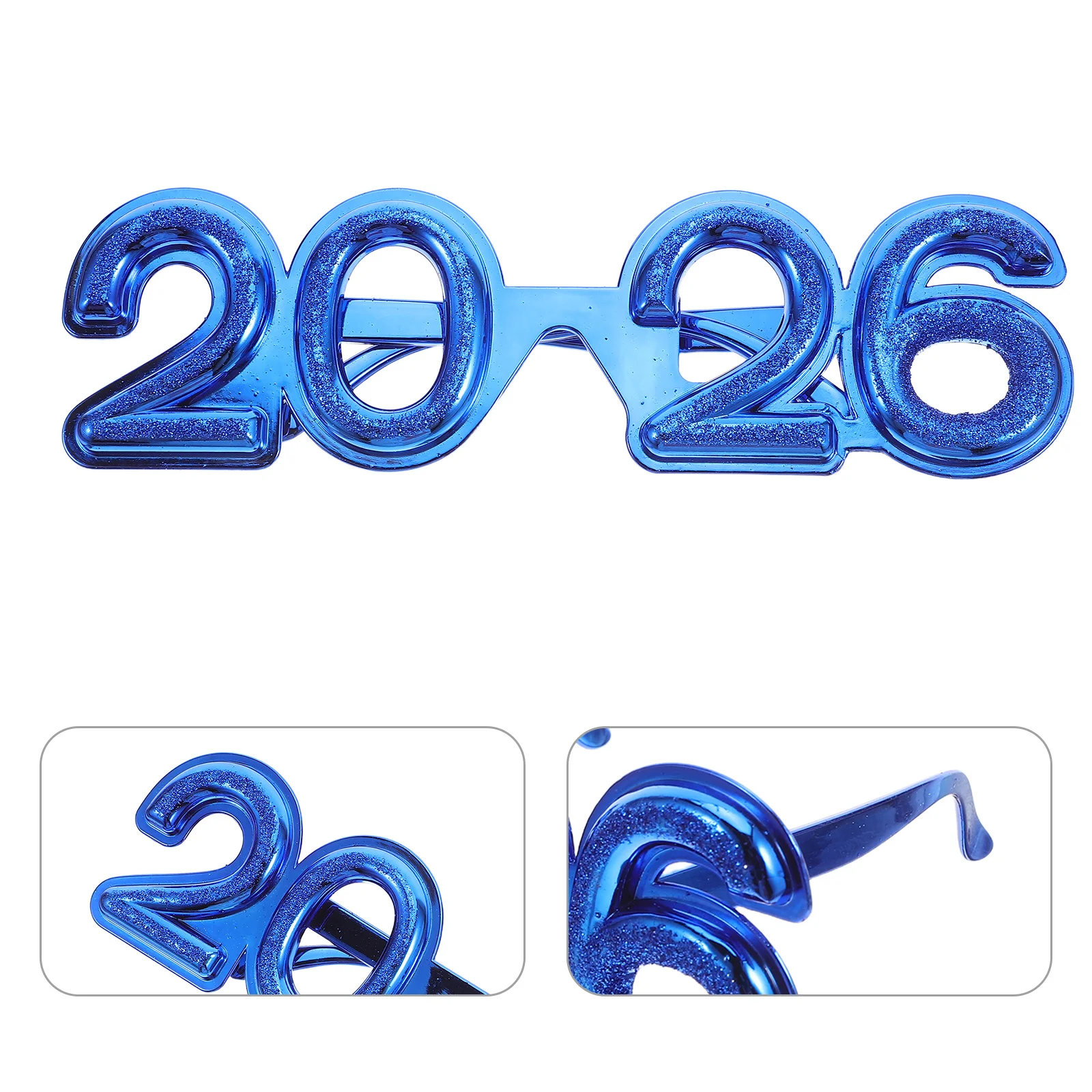 

New Year 2026 Party Glasses Glitter Accent Stylish Reusable Eyewear for Festive Events Graduation Parties Holiday Decor Photo