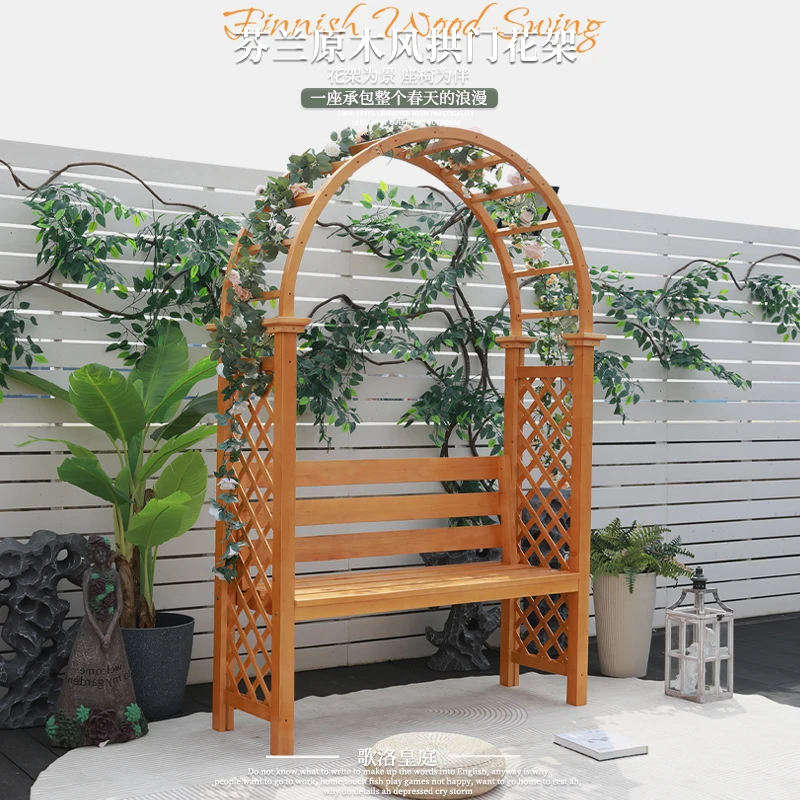 Indoor furniture bed and breakfast clock in courtyard preservative wood leisure chair arch flower stand seat garden op