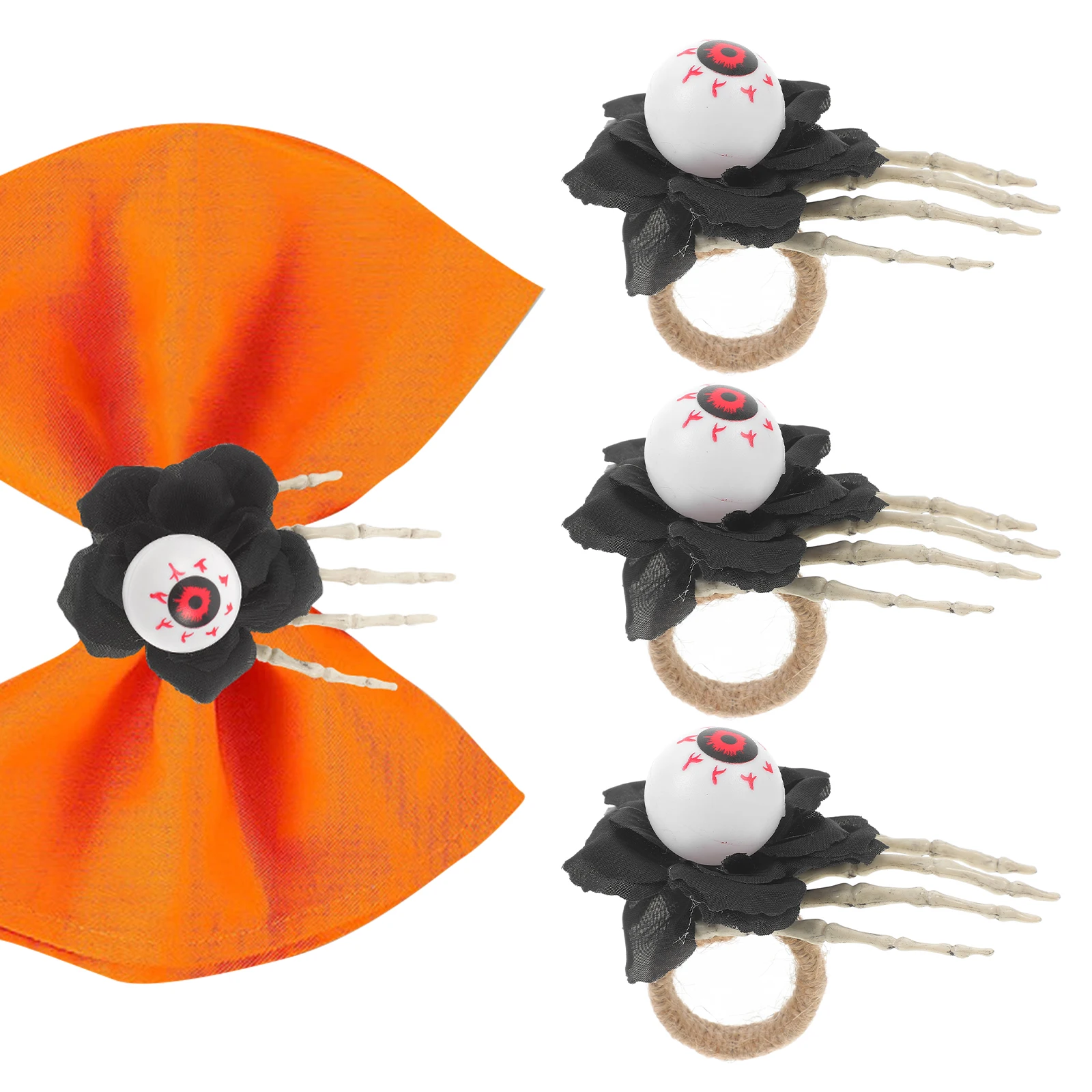 

4pcs Halloween Napkin Rings Ghost Eyeball Decorative Napkin Buckles Party Table Decoration Serviette Holders For