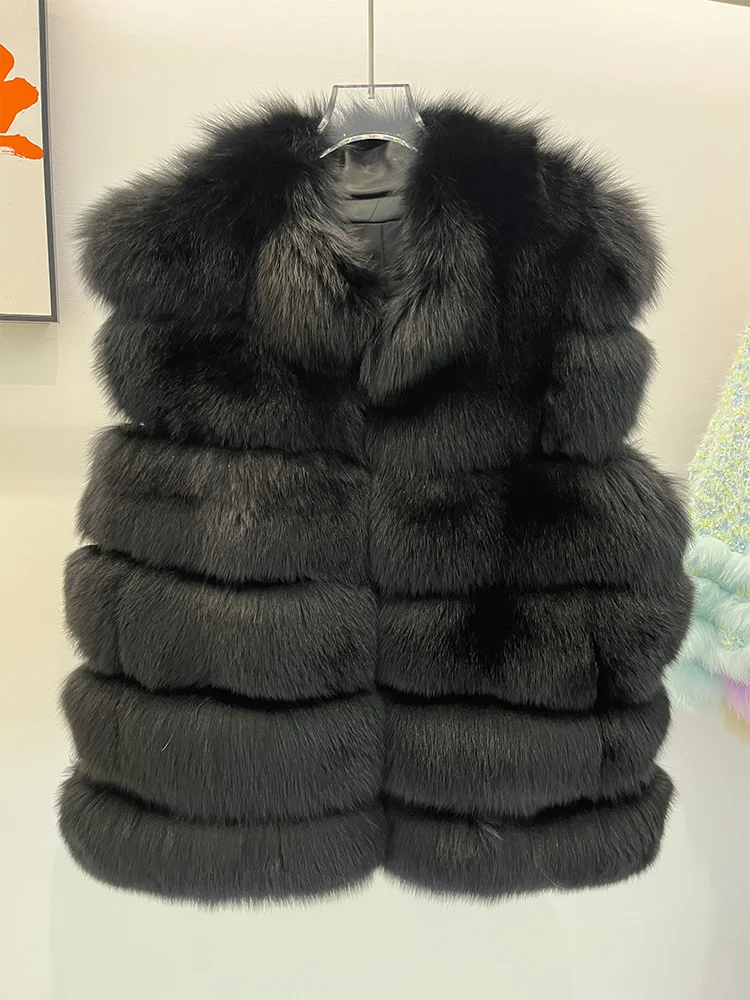 الشتاء النساء عالية الجودة الفاخرة معطف الفرو الحقيقي سترة فرو الثعلب الطبيعي سترة جلد الغنم الحقيقي معطف سميك دافئ