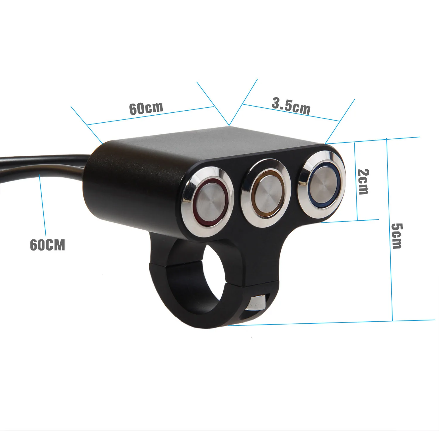 Motorcycle Handlebar 3 Led Indicator Light Switch 25mm Adjustable Mount Waterproof Button Switch DC12V,Lock Switch