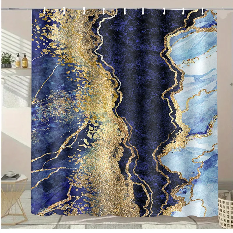 

Marble texture washable Dirt-Resistant Shower Curtain Shower Head waterproof Polyester Bath Curtain For Home Decor Accessories
