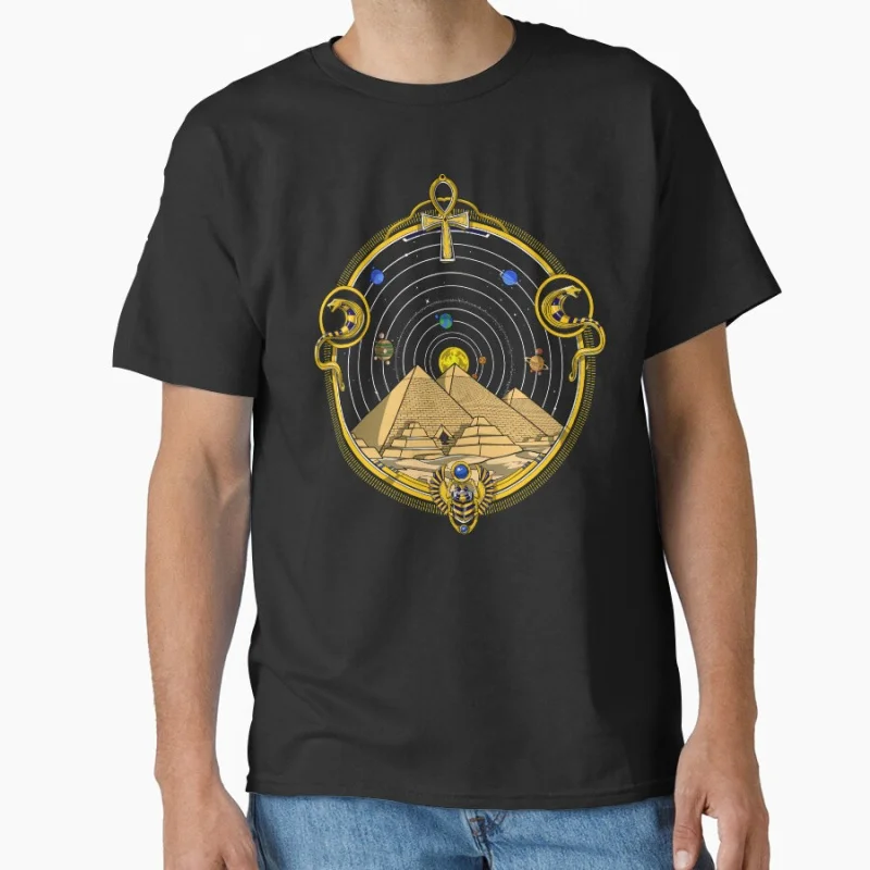 

Egyptian Pyramids Solar System Sacred Geometry Symbol Gift t shirt Large size Tops Graphic Print men's Clothes