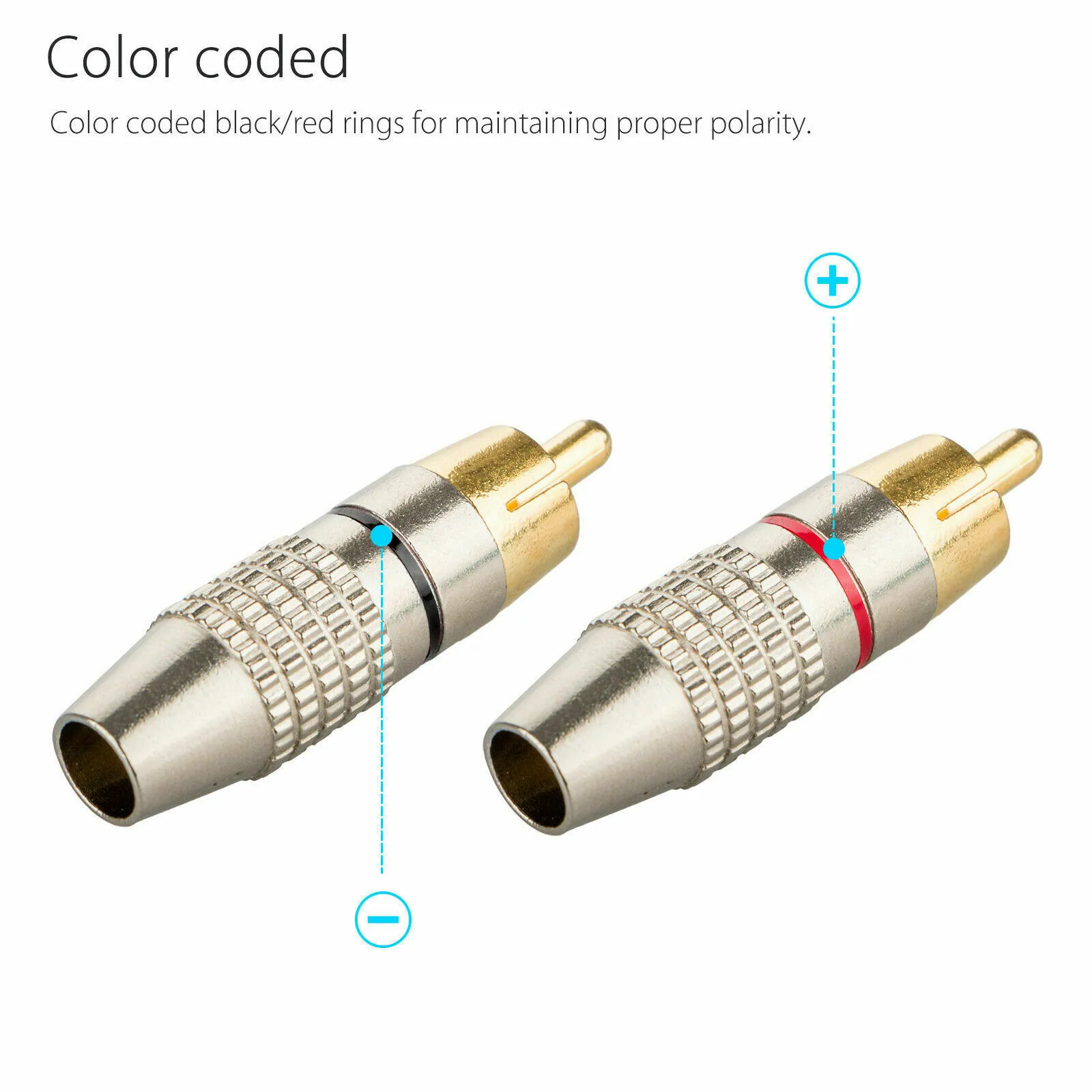 20pcs 10 Pair Video Adapter Connector 6 Mm In Diameter Color-coded Strips Solder Gold Audio Video Adapter Connector