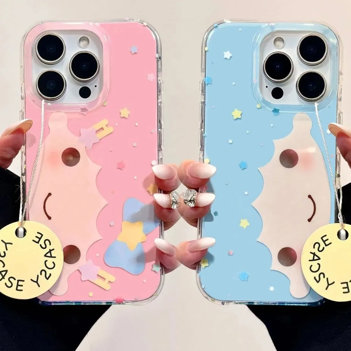 Criativo rosa azul estrela boneca kawaii casal caso de telefone para samsung galaxy a56 a36 a26 a73 a72 a55 a54 a53 a52 a34 a33 a23 4g 5g