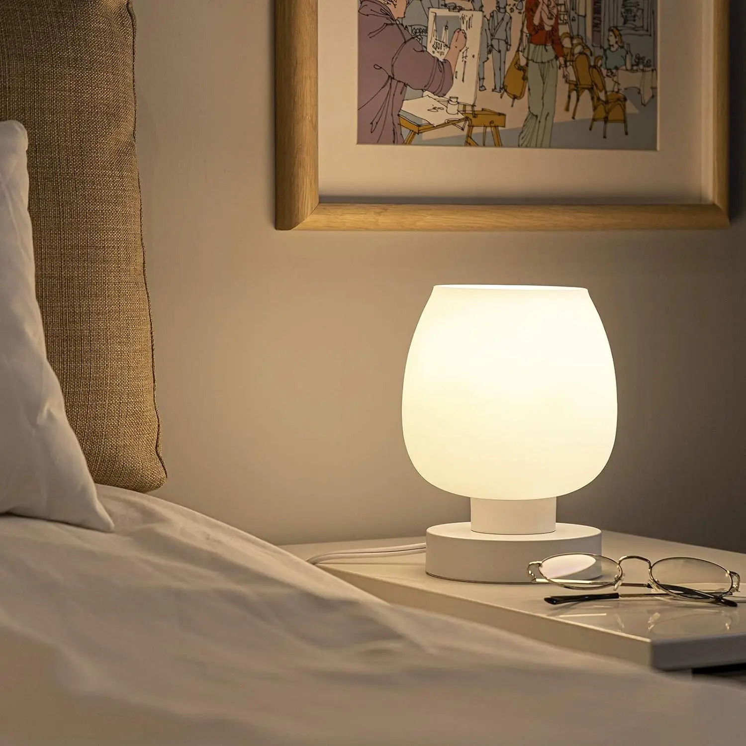 Fabric sunshade bedside table lamp bedroom modern home decoration lamp