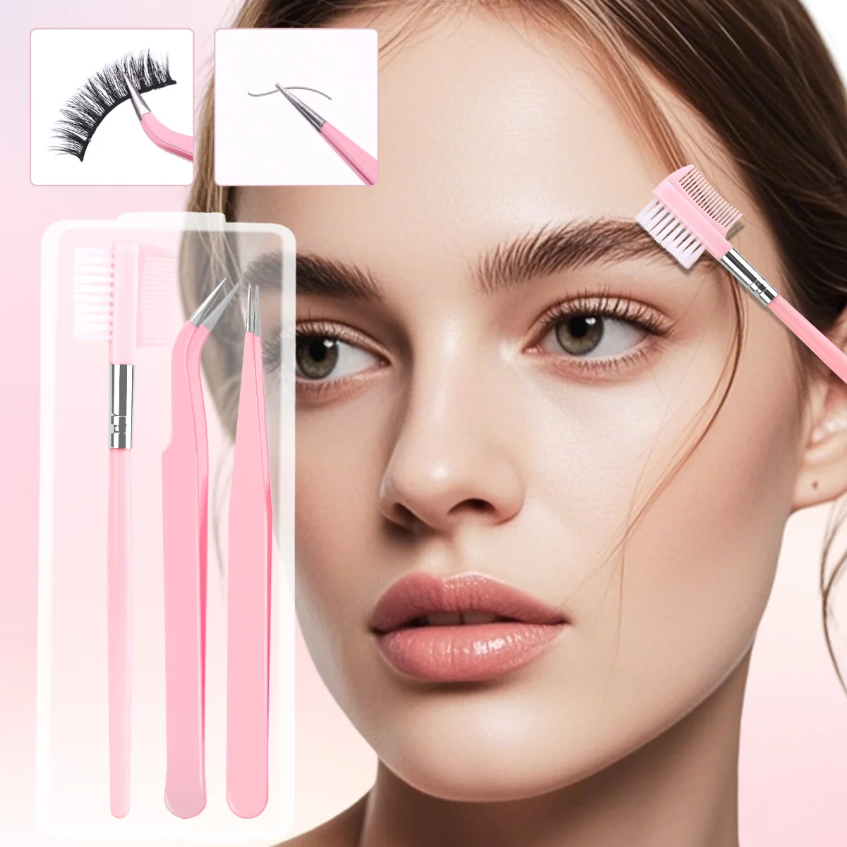 10-delige valse wimper geschenkdoos, met valse wimperpincet en lijmwimperkrullers, prachtige wimperlijmset, kerstgif