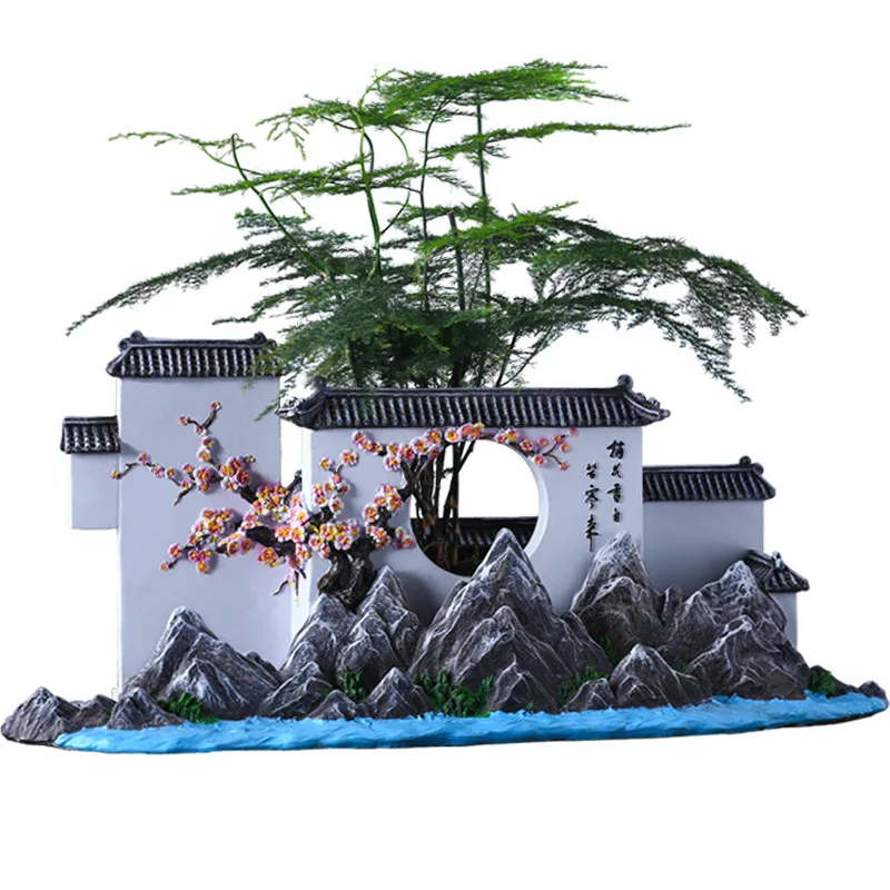 Chinese living room Jiangnan garden ornament indoor micro landscape landscaping decoration office desktop potted plant