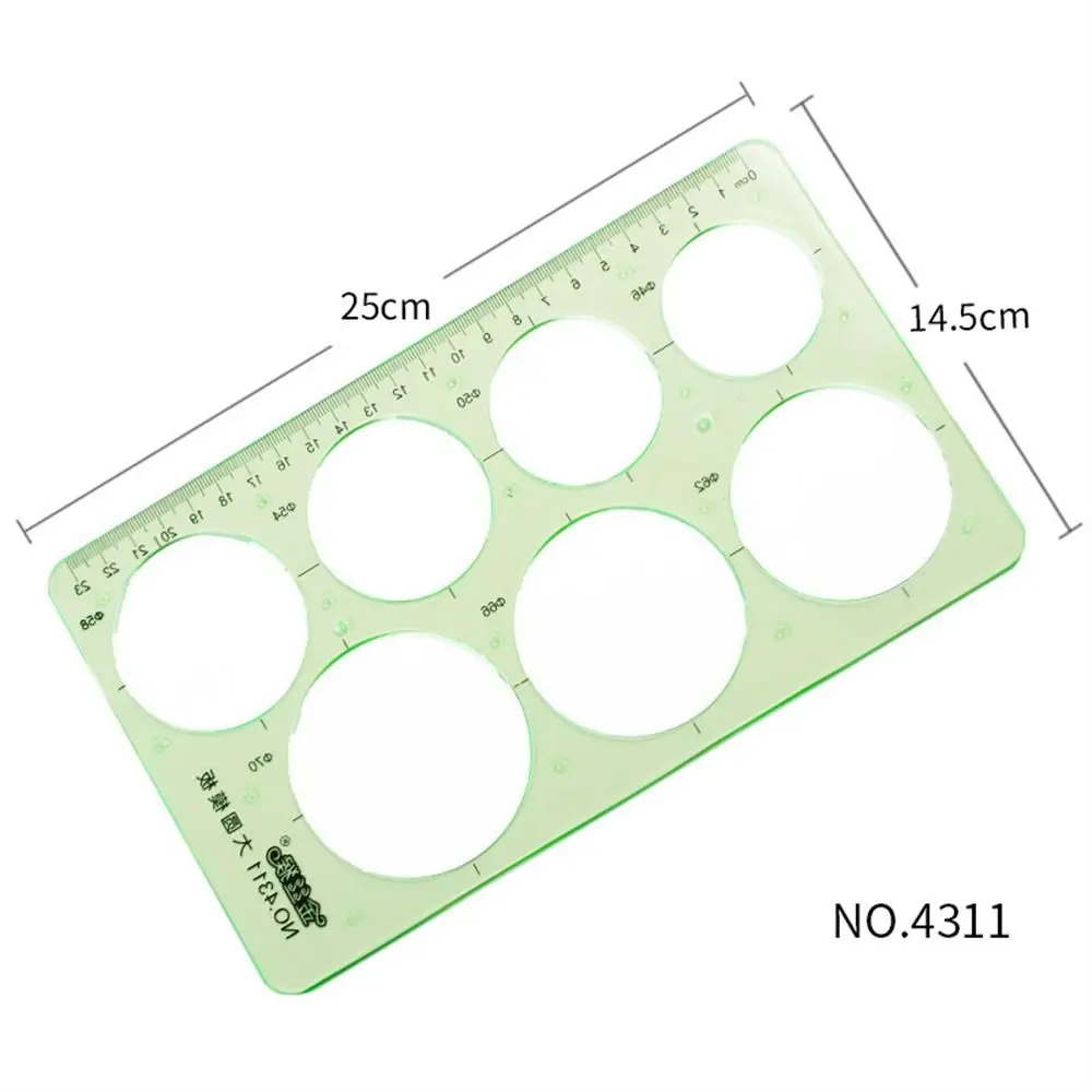 Office Supplies Stationery Green Measuring Tool Circles Multi Shaped Drawing Ruler Template Ruler Geometric Ruler Curve Ruler