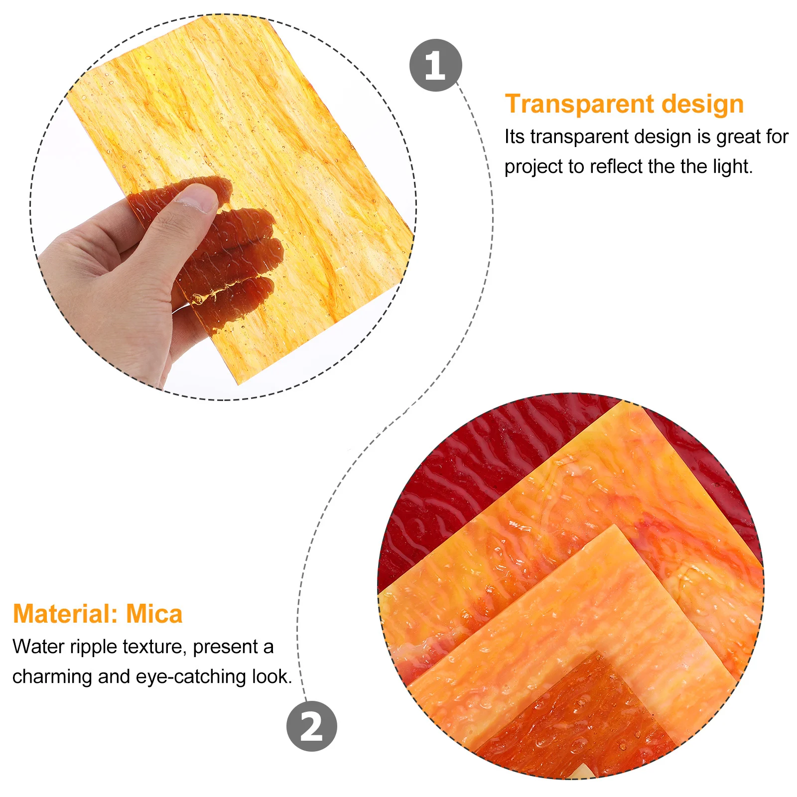 

6Pcs Colored Glass Sheet DIY Craft Mosaic Art Stained Cathedral Panels Transparent Water Ripple Texture for Sun Catcher Projects