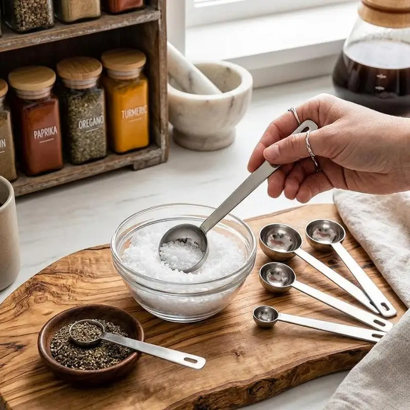 Long Handle Stainless Steel Coffee Measuring Scoop Food Grade Non-Stick Spoon for Baking Ground Coffee Measuring Use