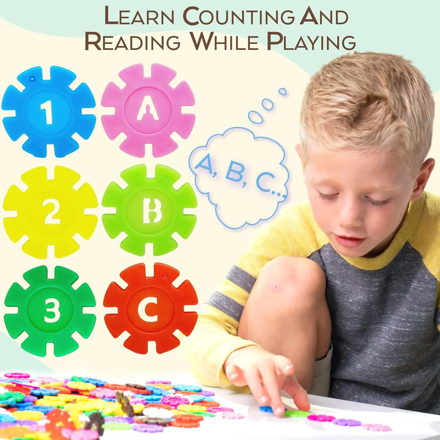 Snowflake puzzle children's building block toys, children's assembly and splicing enlightenment particles