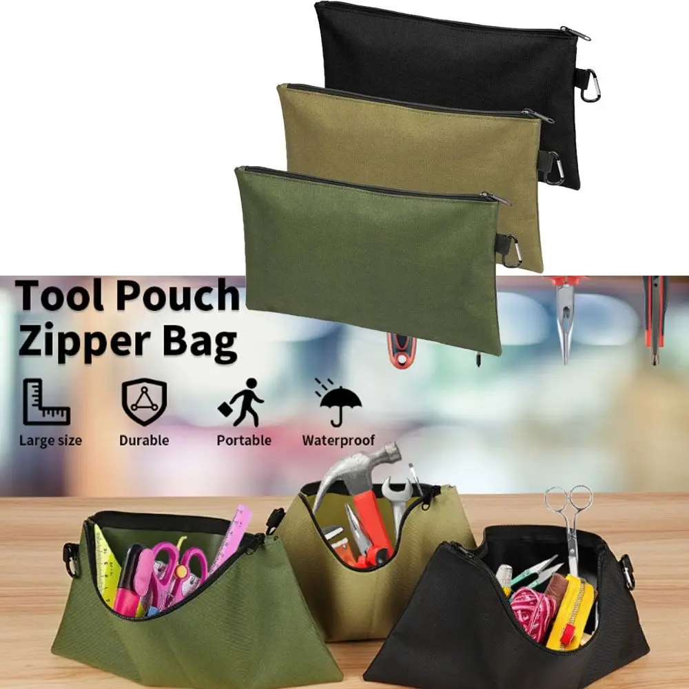 with Carabiner Tool Zipper Pouch Multi-Function Waterproof Tools Organizer Wear-resistant Durable Multipurpose Storage Organizer