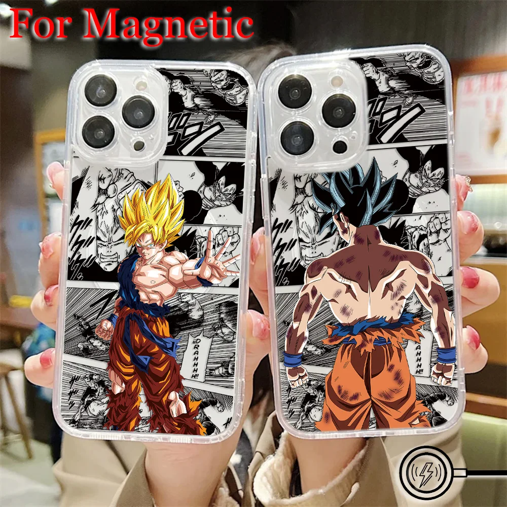 Magnetic Phone Case for Samsung Galaxy S25 S24 S23 S22 S21 S20 FE Edge Plus Ultra 5G Clear TPU Cool Goku Anime Dragons Balls