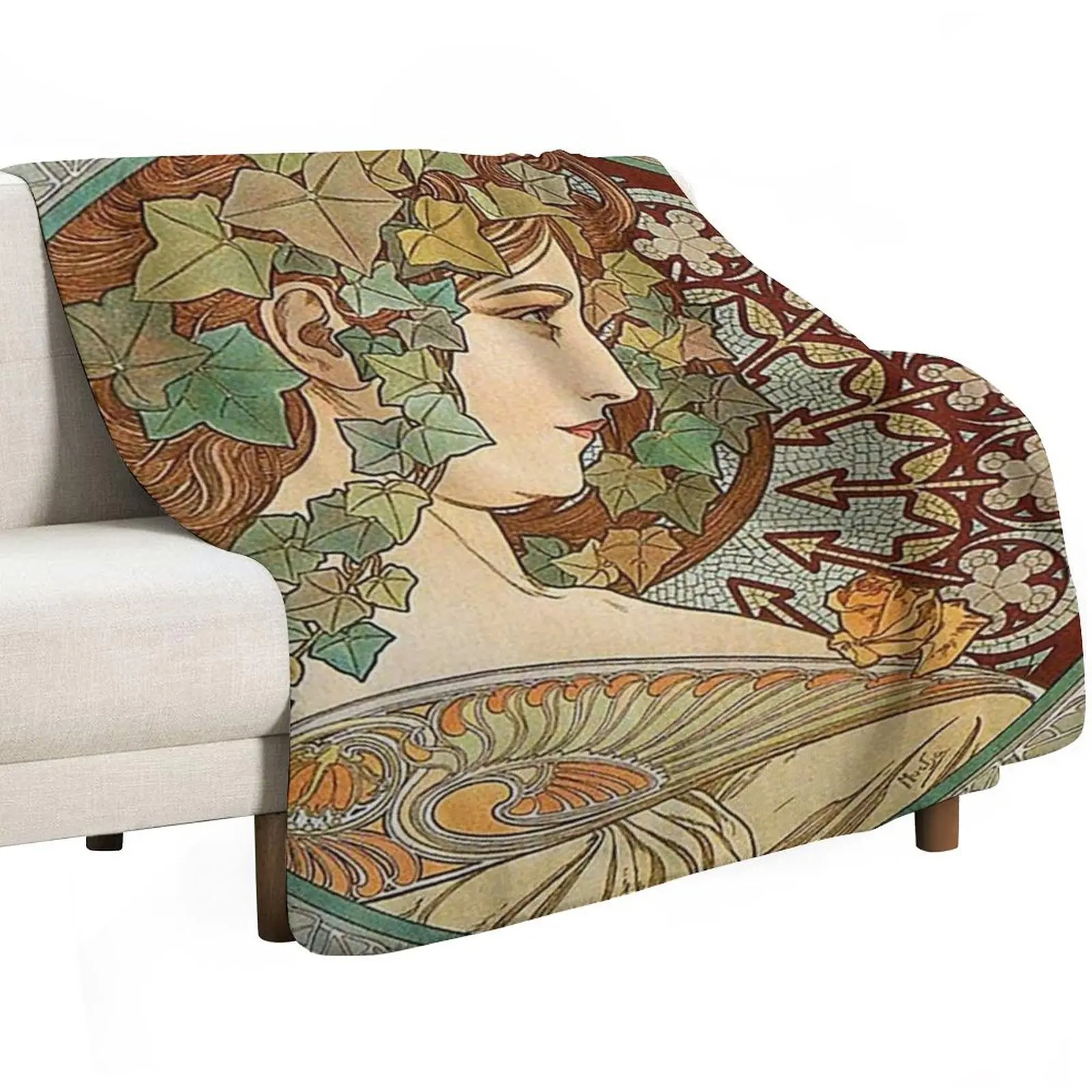 Laurel - Alphonse Mucha- 1901 Throw Blanket Decoratives Hairy Baby Sofa Decorative Throw Bed covers Blankets