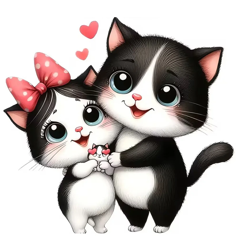 

Милый виниловый стикер с черно-белой парой кошек, наклейка для автомобиля, устойчивая к царапинам, солнцезащитная, для декора окон кемпера, граффити