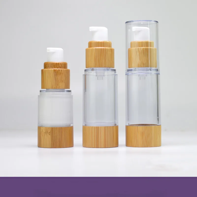 

10/30pcs Bamboo 15ml 30ml 50ml Empty Airless Vacuum Pump Bottles for Makeup Cream Serum Lotion Skin Care