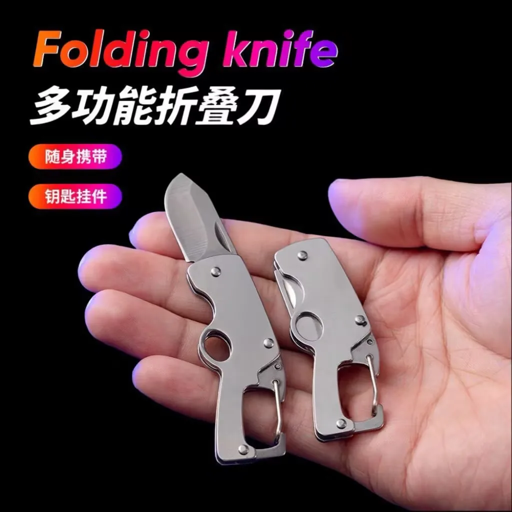 New Outdoor Folding Small Knife Portable Mini Express Knife Keychain Pendant Stainless Steel Camping Knife