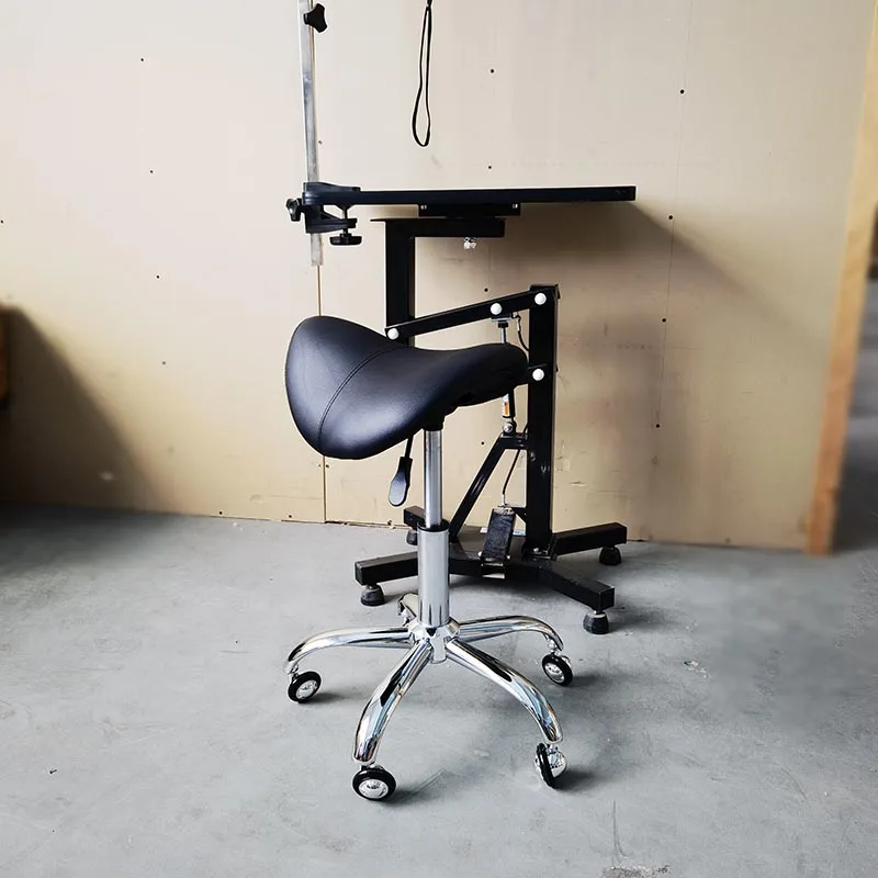Ergonomic Saddle Stool, Adjustable Pet Grooming Seat, 360° Swivel Salon Chair, Professional Stylist Equipment