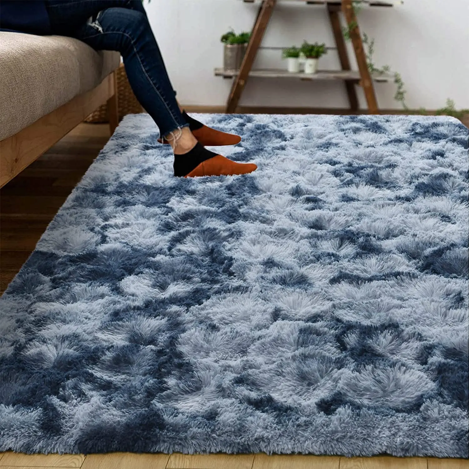 Fluffy plush tie dyed Large carpet Living room decor rug Child non-slip floor mat bedroom Stitch carpets Home decoration rugs