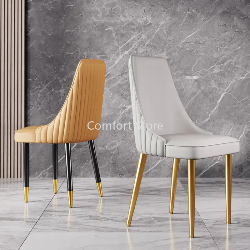 Kitchen Dresser Bedroom Dining Chairs Nordic PU Leather Luxury Gold Dining Chairs Ergonomic Modern Cadeira Home Furniture D10C