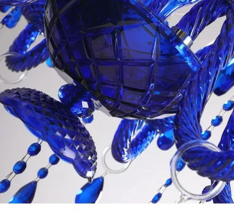 

French Blue Crystal Lights Living Room Dining Room Creative Light Luxury KTV Banquet Hall Pendant Lights