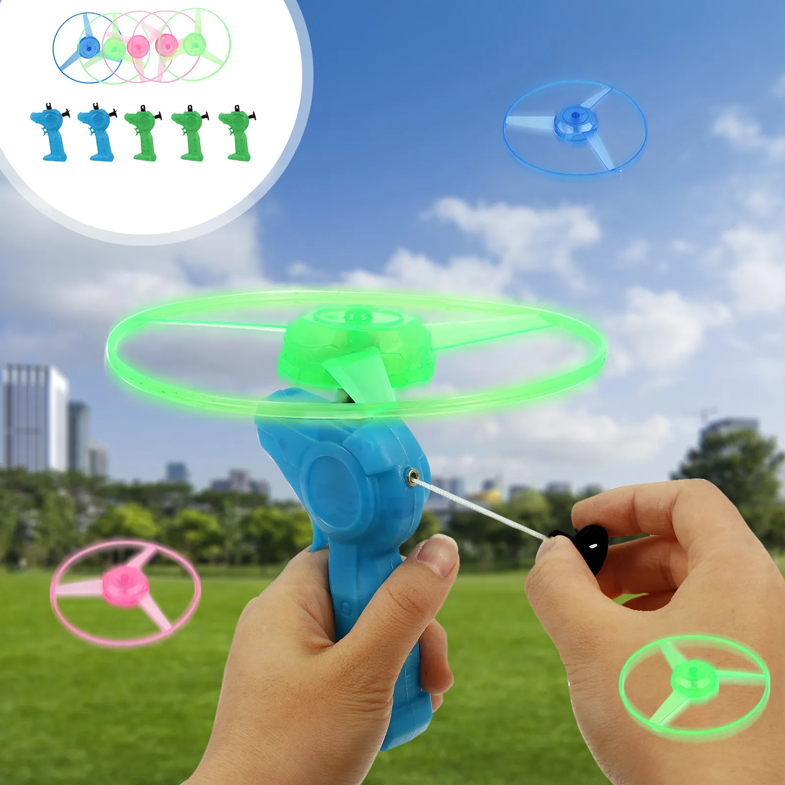 

5Pcs Glow in Dark Flying Aerial Disc Set for Kids Adults Educational Outdoor Play Exercise Motor Skills Gravity Learning