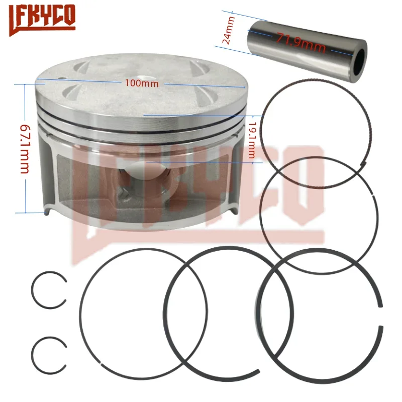 Motorcycle Engine Parts 100mm Bore 24mm Pin Piston Rings Kit for Kawasaki KLR 650 KLR650 2008-2018 4 Stroke Cylinder Accessories