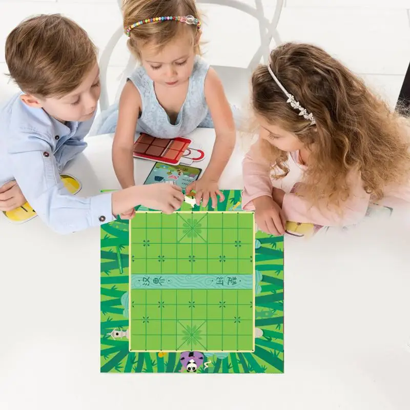 

Family Board Games 2-in-1 Board Game Chess Set With Storage Case Kids Learning Toy Interactive Activities Portable Cartoon