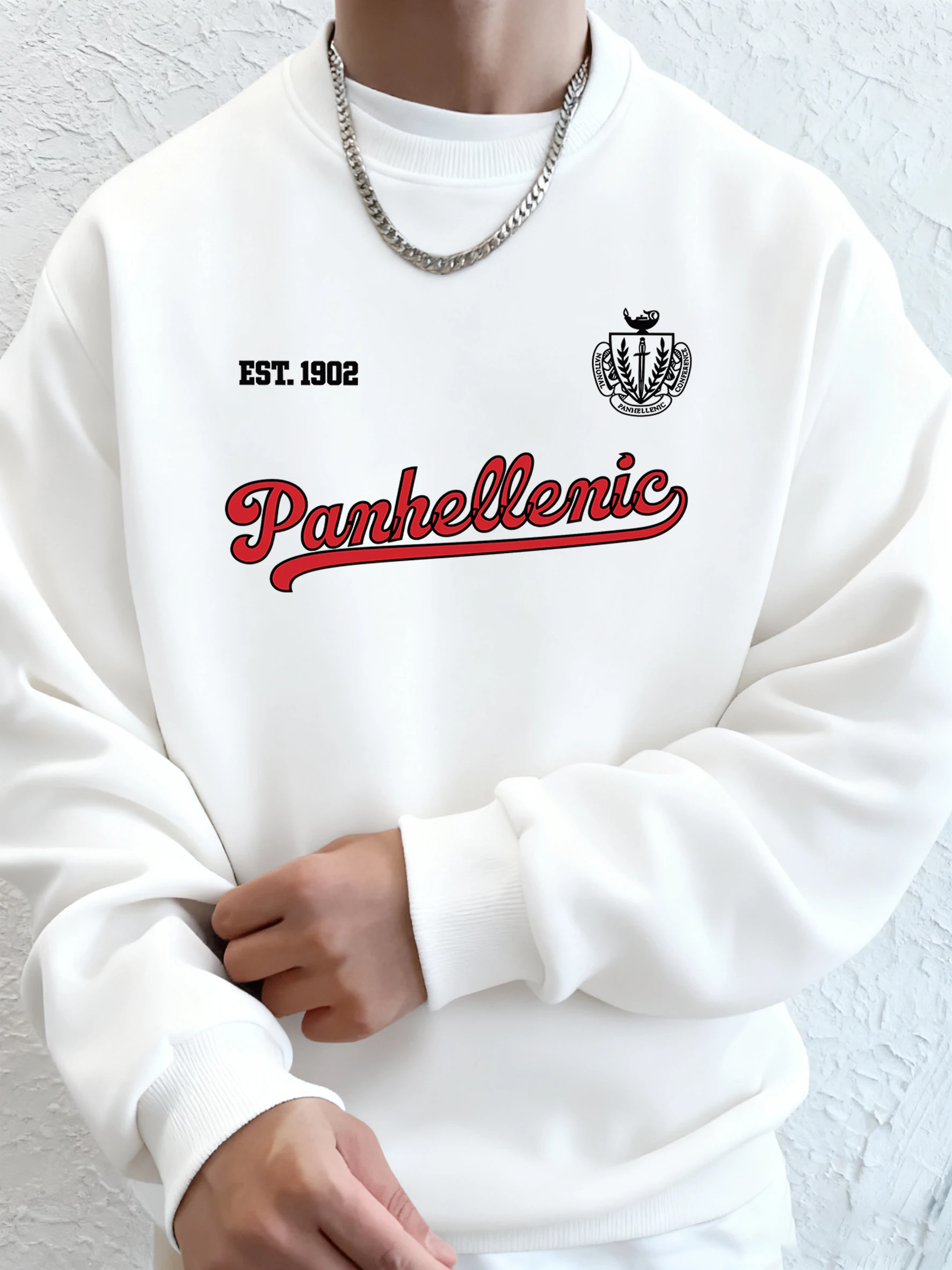 

Panhellenic Est 1902, креативная осенняя флисовая толстовка с буквенным принтом для бега, мужские повседневные базовые толстовки, модные удобные топы унисекс