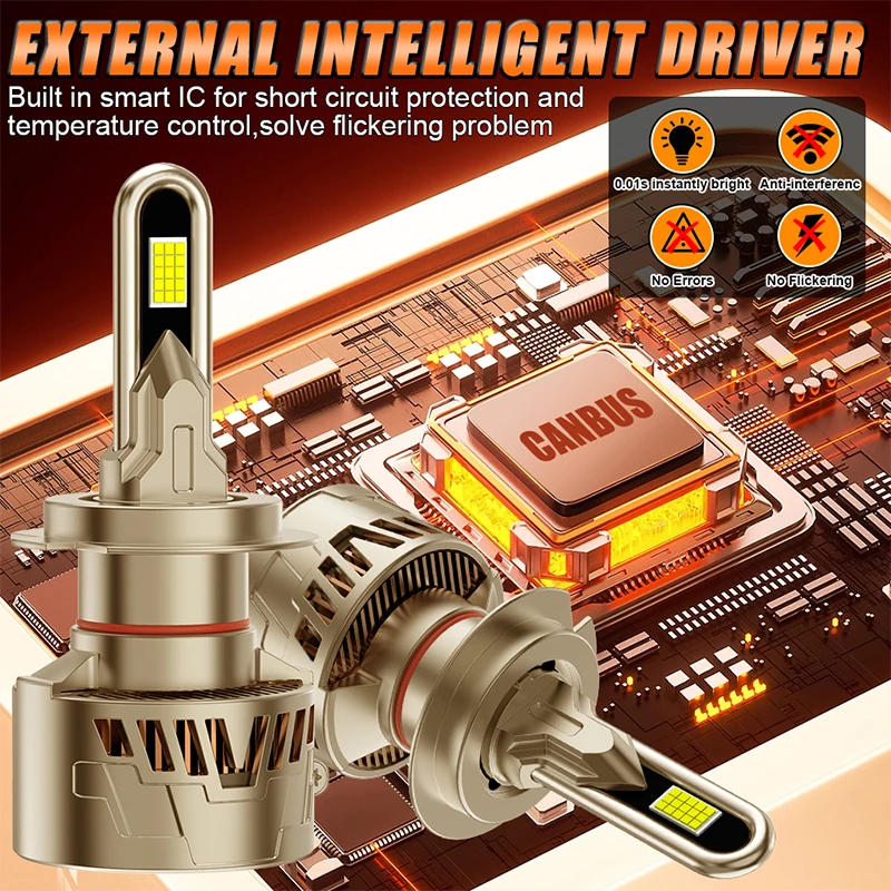 الترا برايت K5C H7 H4 LED المصباح Canbus 9054 CSP H11 H1 9005 HB4 9012 HIR2 880 881 H8 H9 توربو السيارات كشافات سيارة لمبة 2 قطعة