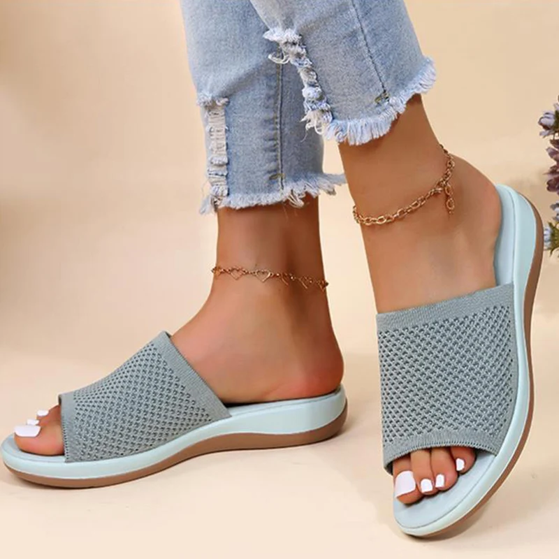 Sandalias de fiesta de verano para mujer, zapatos de exterior, sandalias suaves, zapatillas sin cordones, calzado femenino