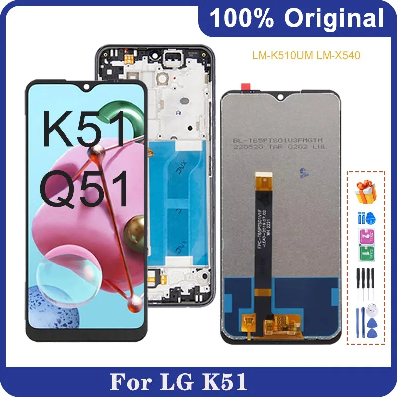 

100% Original For LG K51 K500 LCD Display Touch Screen Digitizer Assembly For LG K51 K500 K500UM LM-K500UM LM-K5 With Frame