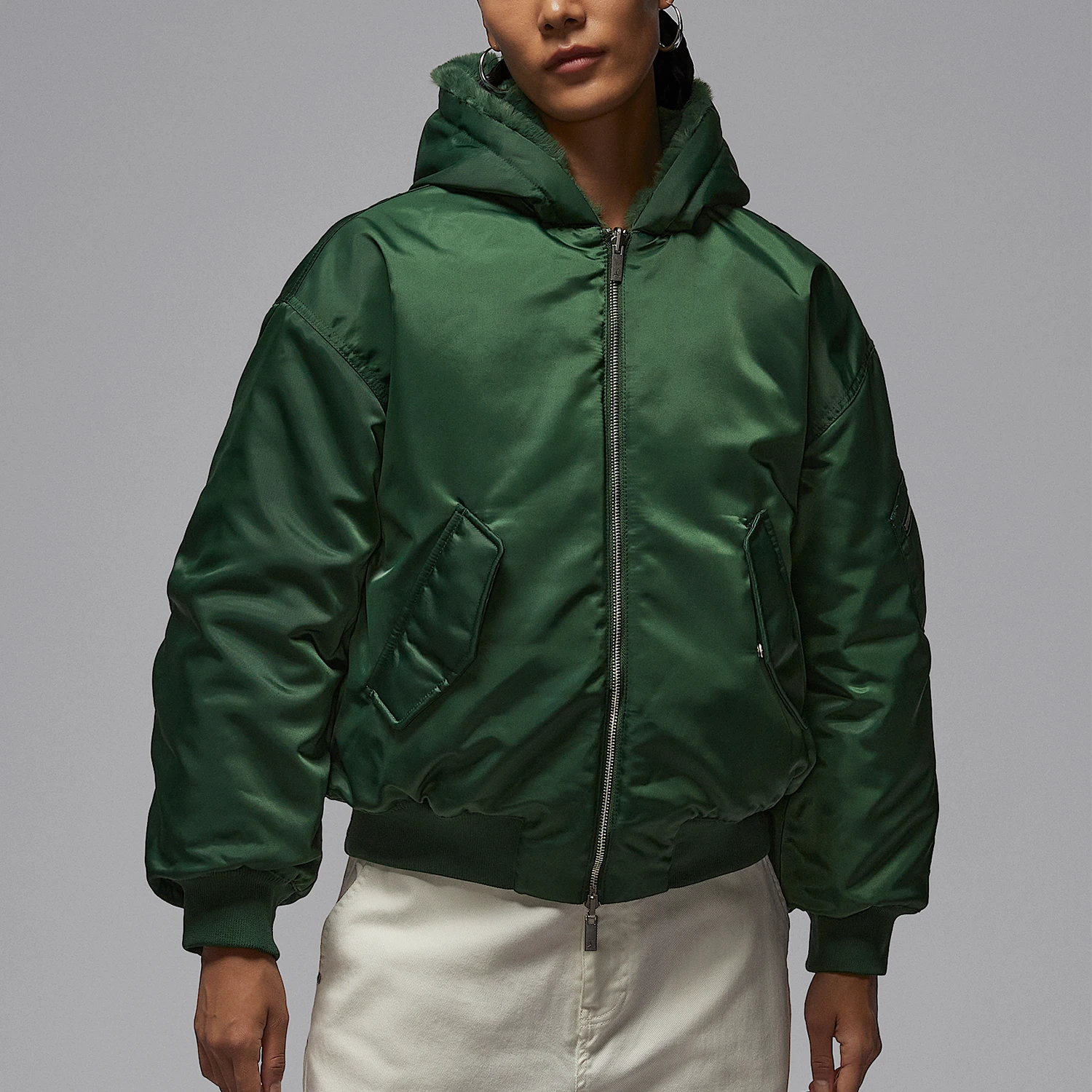 Nike genuine JORDAN women's double-sided warm casual hooded jacket HV0358-323