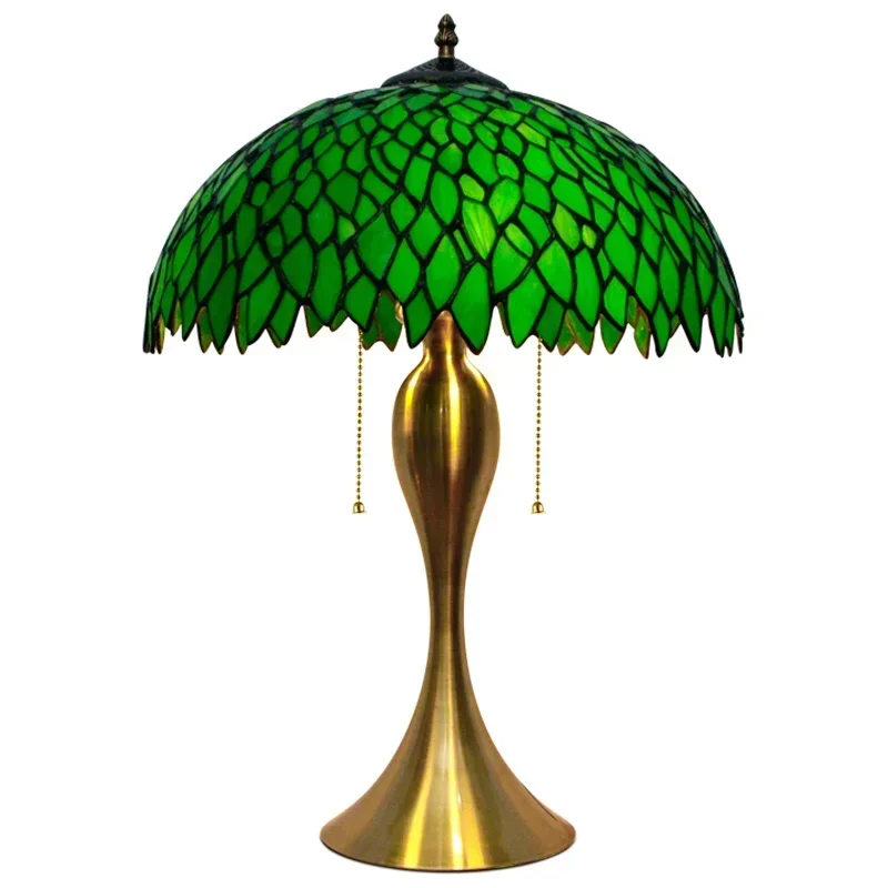 

Table lamp old Shanghai Tiffany stained glass creative green bedroom bedside lamp home lighting