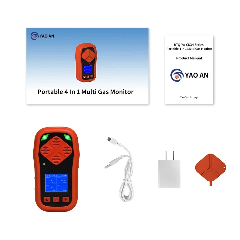 Yaoan 4 em 1 analisador de vazamento de gás tóxico combustível sensor alarme portátil so2 co2 co nh3 ch4 h2 h2s detector de gás