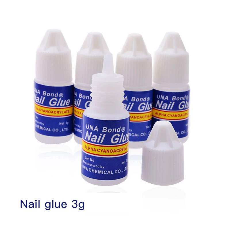 Fast Drying Nail Art Glue Tips Glitter UV Acrylic Rhinestones Decorations False Nails With Glue Tip Manicure Nail Accessories