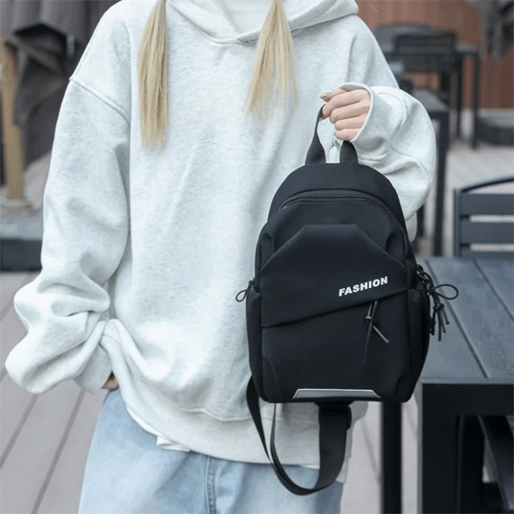 

Однотонная нейлоновая нагрудная сумка, многофункциональная сумка через плечо большой вместимости, регулируемая сумка через плечо в корейском стиле